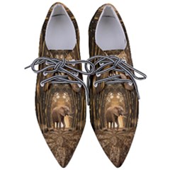 Sculpture Travel Outdoor Nature Elephant Pointed Oxford Shoes by Wegoenart