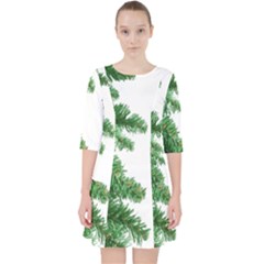 Green Christmas Tree Border Quarter Sleeve Pocket Dress by artworkshop