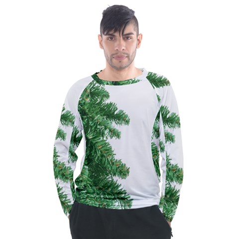 Green Christmas Tree Border Men s Long Sleeve Raglan Tee by artworkshop