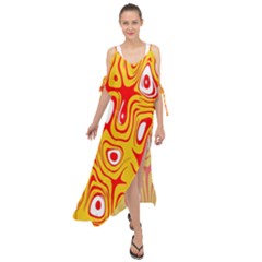 Red-yellow Maxi Chiffon Cover Up Dress by nateshop