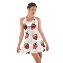 Strawberry Fruit Pattern Background Cotton Racerback Dress by Wegoenart