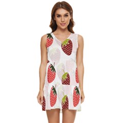 Strawberry Fruit Pattern Background Tiered Sleeveless Mini Dress by Wegoenart