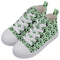 Pattern Ball Soccer Background Kids  Mid-top Canvas Sneakers by Wegoenart