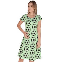 Pattern Ball Soccer Background Classic Short Sleeve Dress by Wegoenart