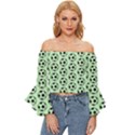 Pattern Ball Soccer Background Off Shoulder Flutter Bell Sleeve Top View1