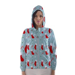 Christmas-pattern -christmas-stockings Women s Hooded Windbreaker