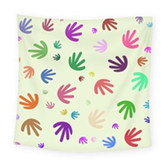 Doodle Squiggles Colorful Pattern Square Tapestry (large) by Ravend