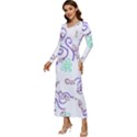 Background Pattern Wallpaper Fish Long Sleeve Velour Longline Maxi Dress View2