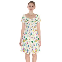 Pattern School Bag Pencil Triangle Short Sleeve Bardot Dress by Ravend