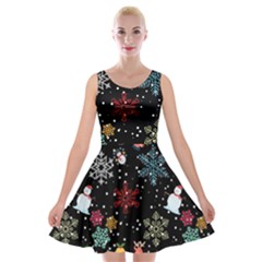 Christmas Thanksgiving Pattern Velvet Skater Dress by Ravend