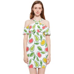 Fruit Fruits Food Illustration Background Pattern Shoulder Frill Bodycon Summer Dress by Ravend