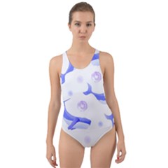 Whale Fish Sea Pattern Mammal Ocean Cut-out Back One Piece Swimsuit by Ravend