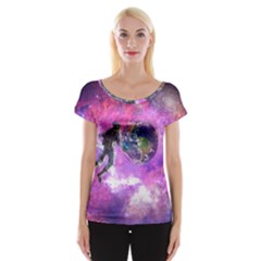 Astronaut Earth Space Planet Fantasy Cap Sleeve Top by Ravend