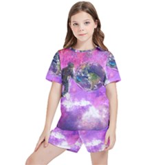 Astronaut Earth Space Planet Fantasy Kids  Tee And Sports Shorts Set by Ravend