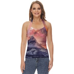 Mountain Cosmos Universe Nature Basic Halter Top by Wegoenart