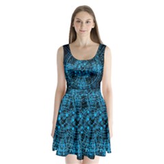 Network Circuit Board Trace Split Back Mini Dress  by Ravend