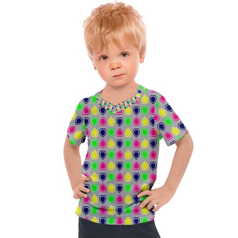 Colorful Mini Hearts Grey Kids  Sports Tee by ConteMonfrey