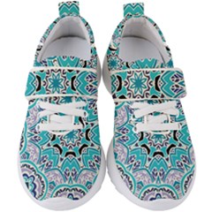 Blue Shades Mandala   Kids  Velcro Strap Shoes by ConteMonfrey