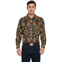 Vintage Vibes Mandala  Men s Long Sleeve Pocket Shirt  by ConteMonfrey