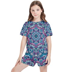 Mandala Flowers  Kids  Tee And Sports Shorts Set by ConteMonfrey