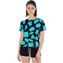 Blue Neon Cow Background   Open Back Sport Tee View1