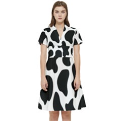 Cow Black And White Spots Short Sleeve Waist Detail Dress by ConteMonfrey