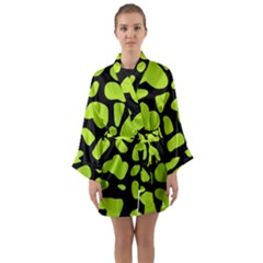 Neon Green Cow Spots Long Sleeve Satin Kimono by ConteMonfrey