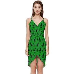 Green Dinos Wrap Frill Dress by ConteMonfrey