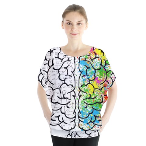 Brain Mind Psychology Idea Drawing Batwing Chiffon Blouse by Wegoenart