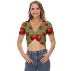 Apples Twist Front Crop Top by nateshop