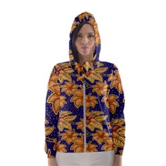 Seamless-pattern Floral Batik-vector Women s Hooded Windbreaker