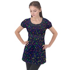 Number Digit Learning Education Puff Sleeve Tunic Top by Wegoenart