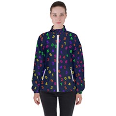 Number Digit Learning Education Women s High Neck Windbreaker by Wegoenart