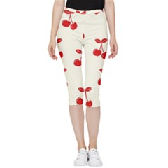 Cherries Inside Out Lightweight Velour Capri Leggings  by nateshop