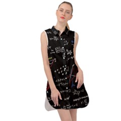 Black Background Text Overlay  Mathematics Formula Sleeveless Shirt Dress by danenraven