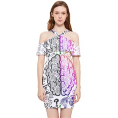 Anatomy Brain Head Medical Psychedelic  Skull Shoulder Frill Bodycon Summer Dress by danenraven