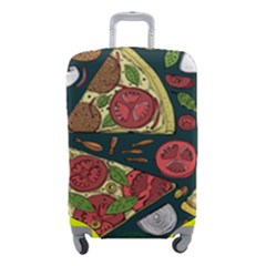 Vector Seamless Pizza Slice Pattern Hand Drawn Pizza Illustration Great Pizzeria Menu Background Luggage Cover (small) by Ravend