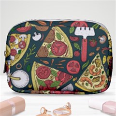 Vector Seamless Pizza Slice Pattern Hand Drawn Pizza Illustration Great Pizzeria Menu Background Make Up Pouch (small) by Ravend