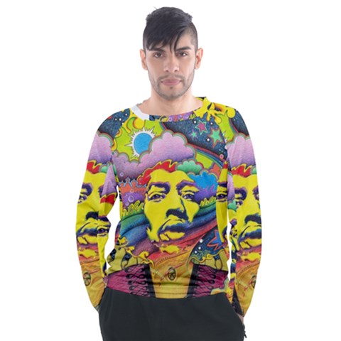 Psychedelic Rock Jimi Hendrix Men s Long Sleeve Raglan Tee by Jancukart