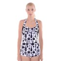 Wine Pattern Black White Boyleg Halter Swimsuit  View1