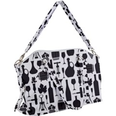 Wine Pattern Black White Canvas Crossbody Bag by Jancukart