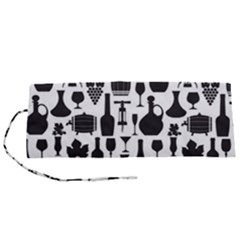 Wine Pattern Black White Roll Up Canvas Pencil Holder (s) by Jancukart