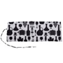 Wine Pattern Black White Roll Up Canvas Pencil Holder (S) View1