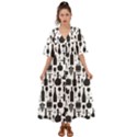 Wine Pattern Black White Kimono Sleeve Boho Dress View1