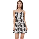 Wine Pattern Black White Short Frill Dress View1