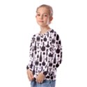 Wine Pattern Black White Kids  Long Sleeve Tee with Frill  View2