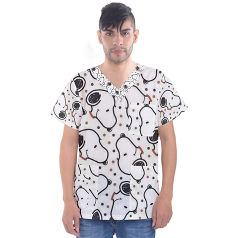 Dog Pattern Men s V-neck Scrub Top by Jancukart