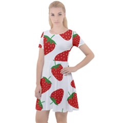 Seamless-pattern-fresh-strawberry Cap Sleeve Velour Dress  by Jancukart