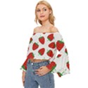 Seamless-pattern-fresh-strawberry Off Shoulder Flutter Bell Sleeve Top View2