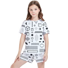 Pattern Hipster Abstract Form Geometric Line Variety Shapes Polka Dots Fashion Style Seamless Kids  Tee And Sports Shorts Set by Jancukart